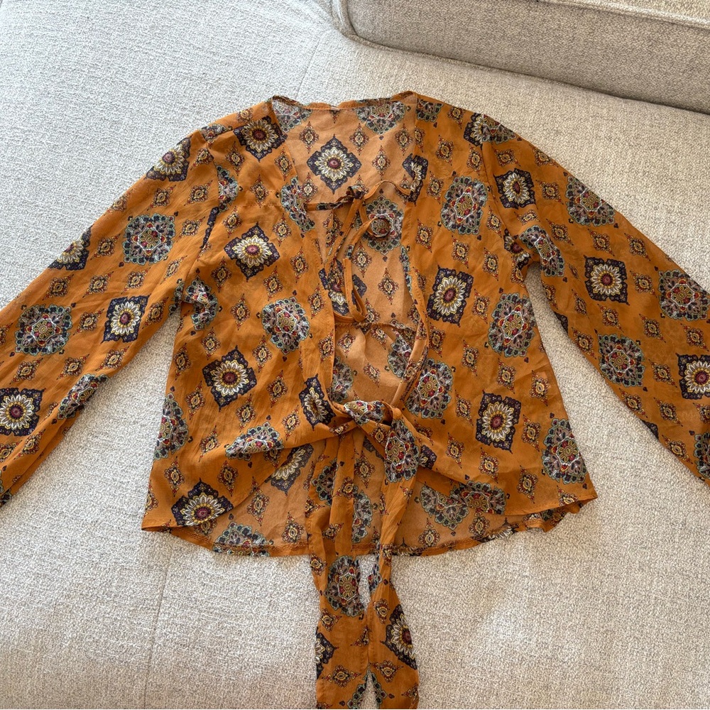 Bohemian Orange Patterned Women's Top